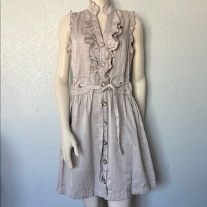 Boho Fall Outfit Picky Girl Gray Ruffle Dress Medium Belted Boutique